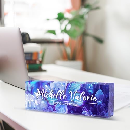 Personalized Name Plate for Desks, Custom Desk Name Plates, Acrylic Name Plate Office Desk Accessories, Personalized Office Gifts for Coworkers Teachers, Employee Appreciation Gifts (Crystal Butterfly) - Image 4