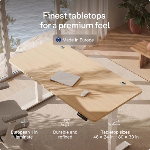 Desktronic HomePro Standing Desk 80x30 — Made in Europe, Ergonomic Sit Stand Home Office Desk, Electric Height Adjustable, Dual Motor, USB & USB-C Charging, Wobble-Free, Touchscreen, 3 Memory Presets - Image 6