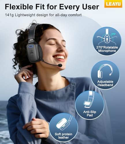 LEAYU Trucker Bluetooth Headset, 60-Hour AI Noise-Canceling Mic for Driving - Image 5