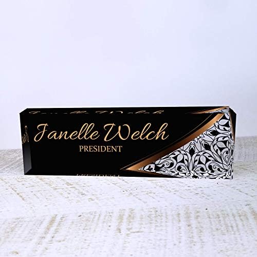 Artblox Office Desk Name Plate Personalized | Custom Name Plates for Desks | Abstract Flower Design On Clear Acrylic Glass | Office Desk Decor - (8" x 2.5") - Image 2