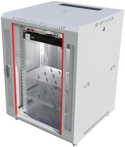 Sysracks 15U Gray Wall Rack Mount Server 19" Deep Network Cabinet, Server Rack with Fan, Removable Side Panels, Locking Glass Door 24" Computer Cabinet Enclosure Network Rack Case 15.600 - Image 3
