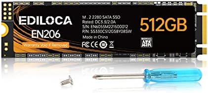 Ediloca EN206 512GB 3D NAND TLC M.2 SSD, M.2 2280 SATA III 6Gb/s SSD Internal Hard Drive, Read/Write Speed up to 550/460 MB/s, Compatible with Ultrabooks, Tablet Computers and Mini PCs by EDILOCA