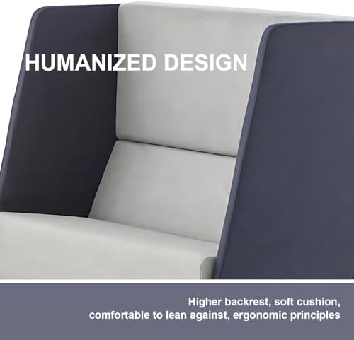 Privacy Seat - Office Guest & Reception Chairs Include Polygonal Backrest Design,Unique Privacy Chair&Modular Seating with Tilt Style&Solid Wood Frame for Reception Room,Library (Grey) - Image 7