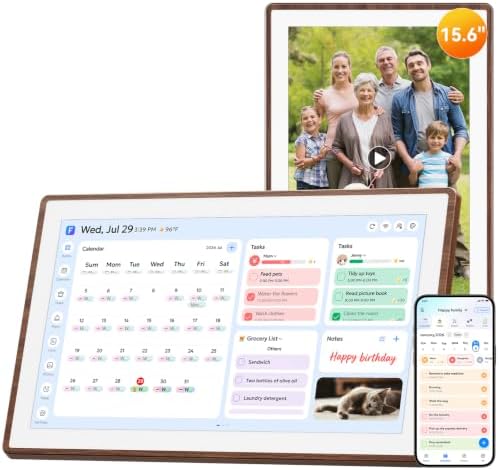 15.6" Smart Digital Calendar, Family Hub Planner (Walnut) by Cotoala