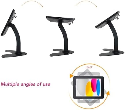 Desktop Anti-Theft Kiosk Stand POS Stand with Lock Bracket for 2025 iPad 11" (A16) 11th/ 2022 iPad 10.9" 10th Gen.,Excluding Other 10.9"& 11",360°Swivel,Metal(Black) - Image 3