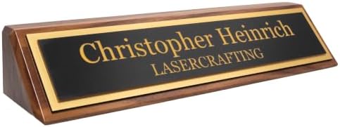 Lasercrafting Executive Walnut Desk Name Plate, Custom Engraved, 2x8, 2x10 by Lasercrafting