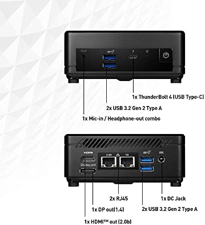 msi Cubi 5 Mini PC: Intel Core i5-1235U, 8GB DDR4 (1x8GB) 2666MHz, 512GB SSD, WiFi 6E, BT 5.2, Thunderbolt Type-C, Dual Display, Energy Efficient, Black, Windows 11Pro: 12M-028US - Image 6