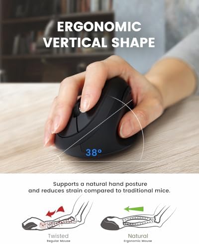 Perixx PERIMICE-719R Wireless 2.4G Rechargeable Ergonomic Mouse - Duo Wired and Cordless Charging Feature - Black - Image 2