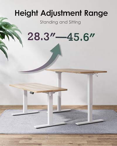 TIQLAB Standing Desk 63 x 24 inch, Electric Height Adjustable Desk with Splice Board, Sit Stand Desk Computer Table for Home Office, White Frame/Maple Top - Image 4