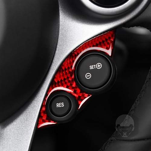Real Soft Red Carbon Fiber Car Dashboard Control Panel Side Button Frame Trim Sticker Auto Interior Decoration Accessories Compatible with Benz Smart 2016 2017 2018 2019 2020 2021 - Image 3