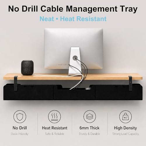 No-Drill Under Standing Desk Cable Management,31.5" L,Black - Image 2