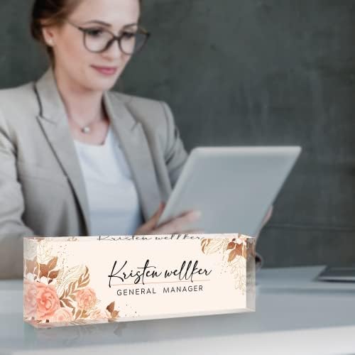Personalized Office Name Plate for Desk, Custom Employee Appreciation Gifts, Acrylic Desk Name Plate Funny, Desk Decorations Gift, Acrylic Desk Ornaments (Style-Pink) - Image 2