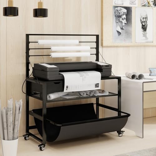 Natwind Wide Format Printer Stand, Plotter Workbench Table,Black - Image 2