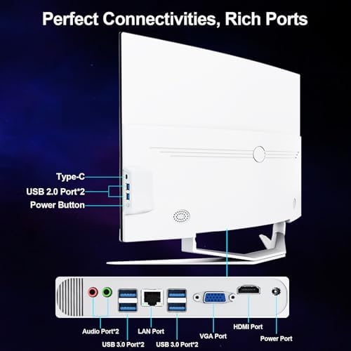27 inch All-in-One Desktop Computer Curved FHD Display Core i7 7700HQ All-in-One PC 16GB DDR3 512GB ROM SSD Bluetooth 5.3 Dual Band WiFi with Mouse and Wired Keyboard - Image 6