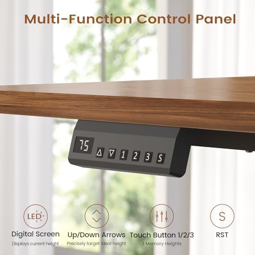 SEDETA L Shaped Electric Standing Desk, 66.9" x 57.1" Height Adjustable Corner Desk with 6 Drawers & Built-in Power Outlet, 3 Memory Presets, 200lbs Capacity, White + Brown - Image 5