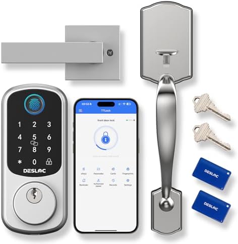 DESLOC B200 Smart Front Door Lock Handle Set, Fingerprint & App Control by DESLOC