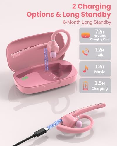 New Bee Bluetooth Headset V5.1 72H Talk Time Dual Mic with Mute Button for Business, Wireless Hand-Free Bluetooth Earpiece with 500mAh Charging Case for Cell Phone Calls Trucker Driver Laptop - Image 5