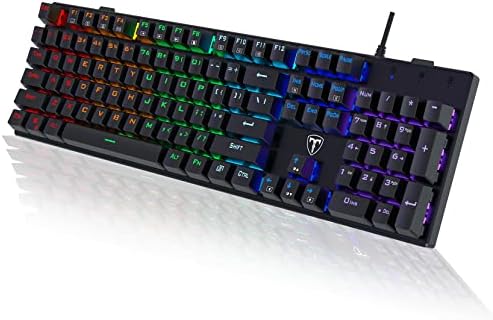 RisoPhy Mechanical Gaming Keyboard, RGB 104 Keys Ultra-Slim LED Backlit USB Wired Keyboard with Blue Switch, Durable Abs Keycaps/Anti-Ghosting/Spill-Resistant Computer Keyboard for PC Mac Xbox Gamer by RisoPhy