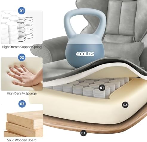 Executive Office Chair with7-Point Massage Heated, Footrest, Gray - Image 4
