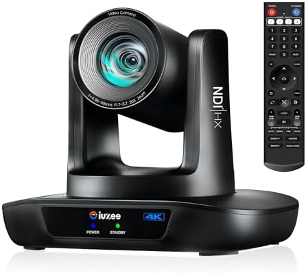 4K NDI PTZ Camera AI-Auto Tracking, 20X Optical Zoom, USB3.0/HDMI/LAN PoE, IP Live Streaming, Conference Room Camera for Church Services Education Conference Events, Work with YouTube OBS by iuZee-US