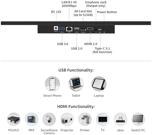 15.6" All-in-One Industrial Panel PC, Android 12 Fanless Tablet RK3399 4GB RAM/64GB ROM, Rugged Embedded Touchscreen Computer 1920 * 1080 IPS，WiFi 5 Bluetooth 4.2 for Automation/Kiosk/Bar/Warehouse - Image 3