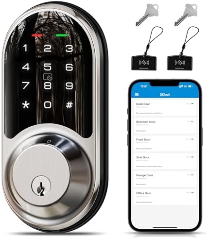 Veise RZ06 Smart Lock for Front Door with App Control, Satin Nickel by Veise