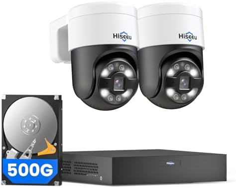 Hiseeu 6MP PoE PTZ Camera System, 2Pcs 5MP Wired Cameras by Hiseeu