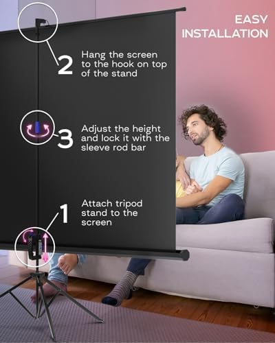 PropVue Projector Screen with Stand 120 inch for Movies & Presentations - Image 6