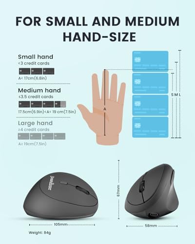 Perixx PERIMICE-719RX Wireless 2.4G Rechargeable Ergonomic Mouse - Duo Wired and Cordless Charging Feature - Wireless Charger Included - Black - Image 5