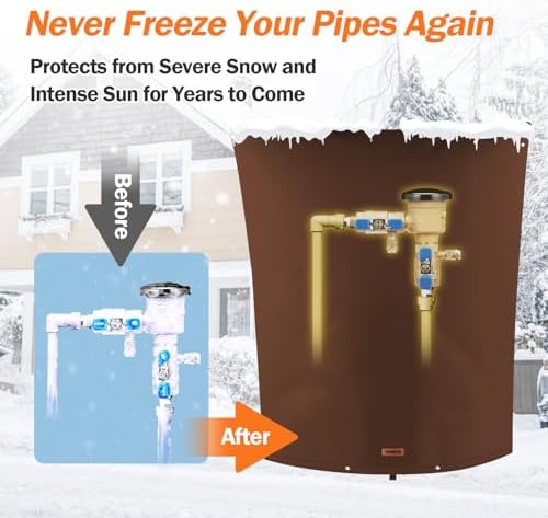 TOHONFOO Backflow Preventer Cover, Pipe Freeze Insulation, 28"Wx36"H, Brown - Image 3
