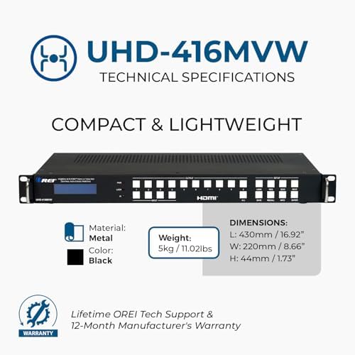 OREI 4x16 HDMI Matrix Video Wall 4K60hz Seamless Audio Extract RS-232 EDID - Image 5
