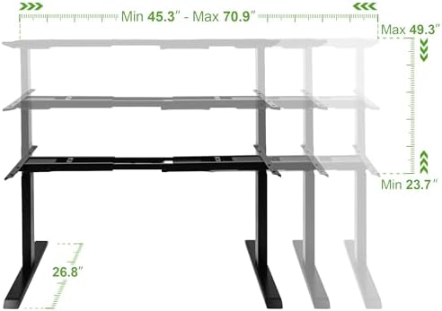 Fromann Dual Motor Standing Desk Frame 3 Tier Legs Sit Stand up Electric Height Adjustable Desk Base for Home and Office (Black) - Image 3
