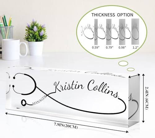 Custom Name Plate for Desk, Personalized Desk Name Plate on Clear Acrylic Glass, Appreciation Gifts for Teacher Employee Boss Coworkers Nurse, Office Desk Accessories for Women Men (Onyx) - Image 6