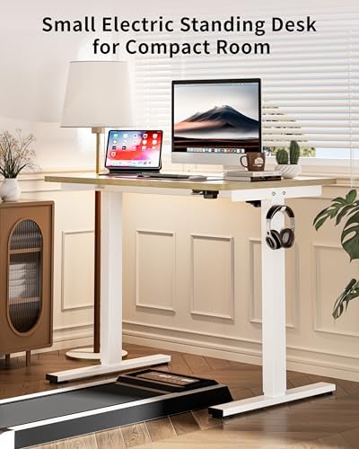 Okin Small Electric Standing Desk, 36" x 24" Whole Piece Height Adjustable Desk, Oak Sit to Stand Computer Workstation for Home Office - Image 3