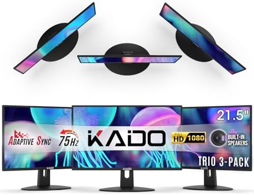Kado 3-Pack Trio 22" Flat Screen 1920x1080 75Hz FHD Computer Monitor by Kado