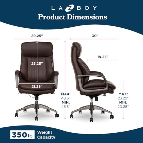 La-Z-Boy Nova Executive Office Chair-Ergonomic High Back Leather Desk Chair - Image 3