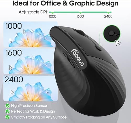 Ergonomic Vertical Mouse, Silent Wireless Bluetooth Mouse - Image 3