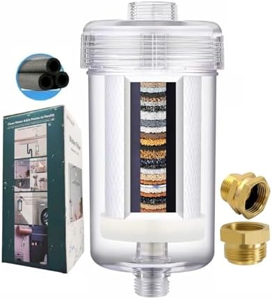 1 Micron ACF Washing Machine Water Filter, Washer Water Filter System, For Washing Machine, Faucet, > 99.5% Removal of Chlorine Fluoride, Heavy Metals, Odor, Reusable Carbon Shower Filter by ZHYUUAX