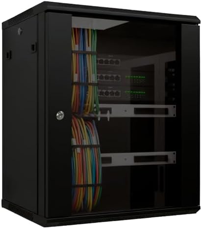 Pearington 12U Server Rack Enclosure with Glass Door, Cooling Fan, Locks, & Removable Side Panels - 12U Wall Mount Network Cabinet - Image 2
