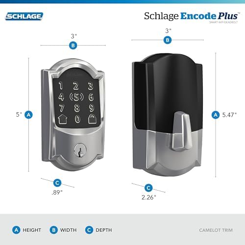 Schlage Encode Plus Smart WiFi Deadbolt Lock, Tap to Unlock, Bright Chrome - Image 3