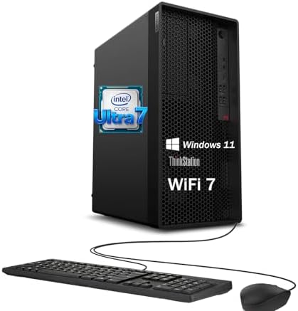 Lenovo ThinkStation P2 Tower Desktop Computer | Intel Core Ultra 7 265k (20 Cores, Up to 5.5GHz) | 32GB DDR5 RAM, 1TB SSD | AI NPU for CAD & Design | WiFi 7, Bluetooth 5.4 | Wired KB & Mouse by LENOVO