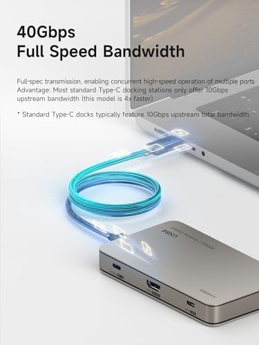 Hagibis USB4 Docking Station, 40Gbps USB C Triple Display Hub with 8K@60Hz HDMI, 100W PD, 20Gbps DP1.4 7.5W USB4 Downstream Port and 4 10Gbps USB3.2 for MacBook Pro Air Laptops Thunderbolt 4/5 Dock - Image 3