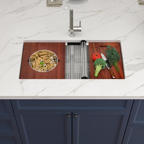36X19 Undermount Double Bowl Sink 50/50 Workstation SInk - Image 2