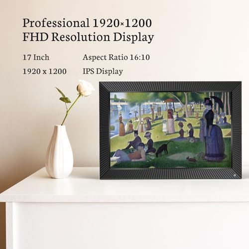 BSIMB 17 Inch Large Digital Picture Frame, 64GB FHD WiFi Digital Photo Frame Digital Art Frame with Dual Band Wi-Fi, Touchscreen, Remote Control, Easy to Share Photos via App, Wall Mountable - Image 3