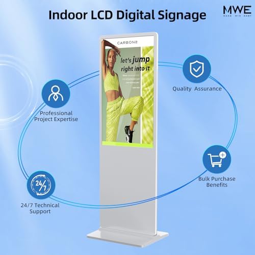 55 Inch 4K Digital Signage Display,Indoor Floor Standing Digital Kiosks & Interactive Displays,Commercial Advertising LCD Totem Android System Auto Media Player HDMI Input,Free Custom Logo,White - Image 6