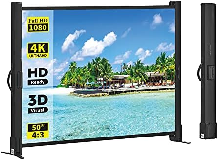 Portable Projector Screen with Stand, 50 Inch 4:3, Outdoor Projector Screen, Lightweight and Retractable, 1.2 High Gain Wrinkle-Free Video Projection Screens, for Home Cinema, Meeting Presentation. by excelimage