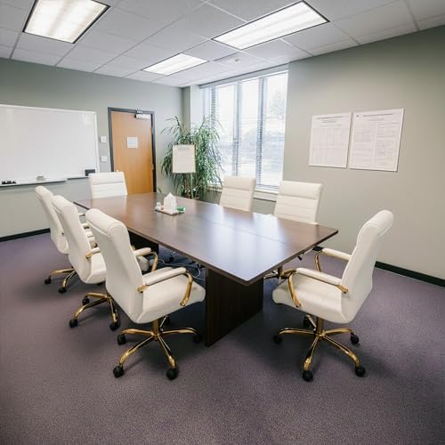 Office Desk Chair,Modern Leather Conference Room Chairs,High Back Home ofiice Chair,Adjustable Height Swivel Executive Computer Chair with Armrest and Padded Seat,White/Gold - Image 2