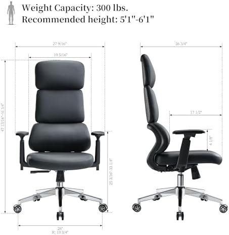 EUREKA ERGONOMIC Remi High Back Office Chair, PU Leather Office Chair with Wheels, Leather Desk Chair, Executive Office Chair Comfy for Home & Office, Black - Image 2