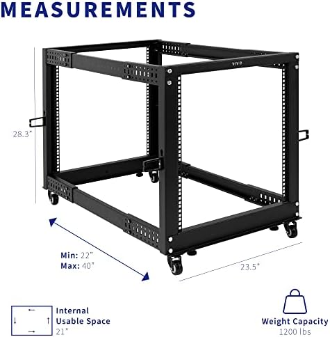 VIVO 12U Freestanding Server Rack Cart - Image 5