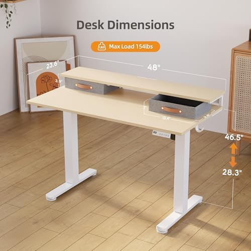 Seang Electric Standing Desk with 2 Drawers, 48 Inch, Natural - Image 3